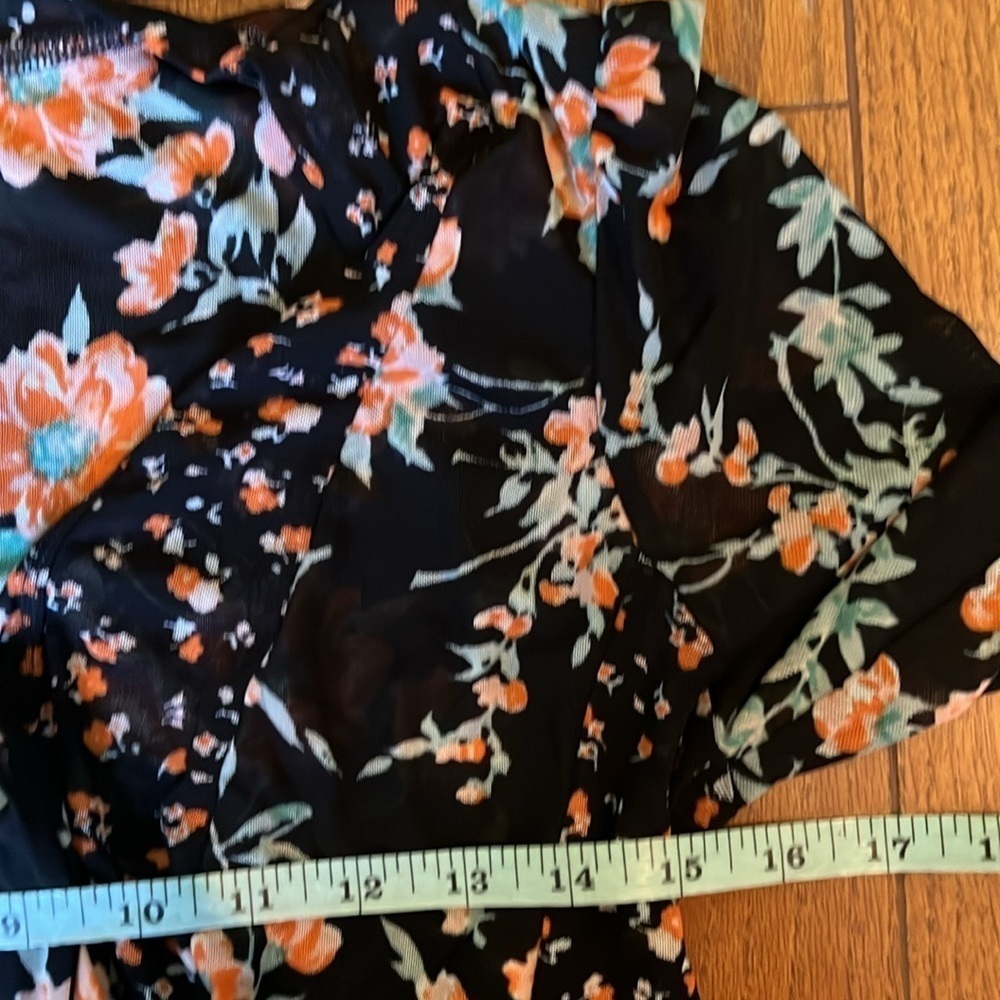 Free‎ People | Casablanca Blouse w. Front Ties Black Floral Festival Boho XS - Picture 10 of 11